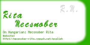 rita mecsnober business card